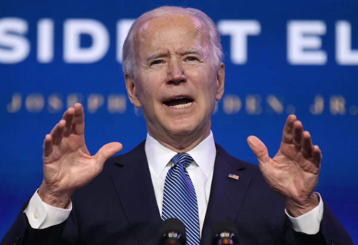 President-elect Joe Biden delivers remarks in Wilmington, Del., on Jan. 7, 2021. (Chip Somodevilla/Getty Images)
