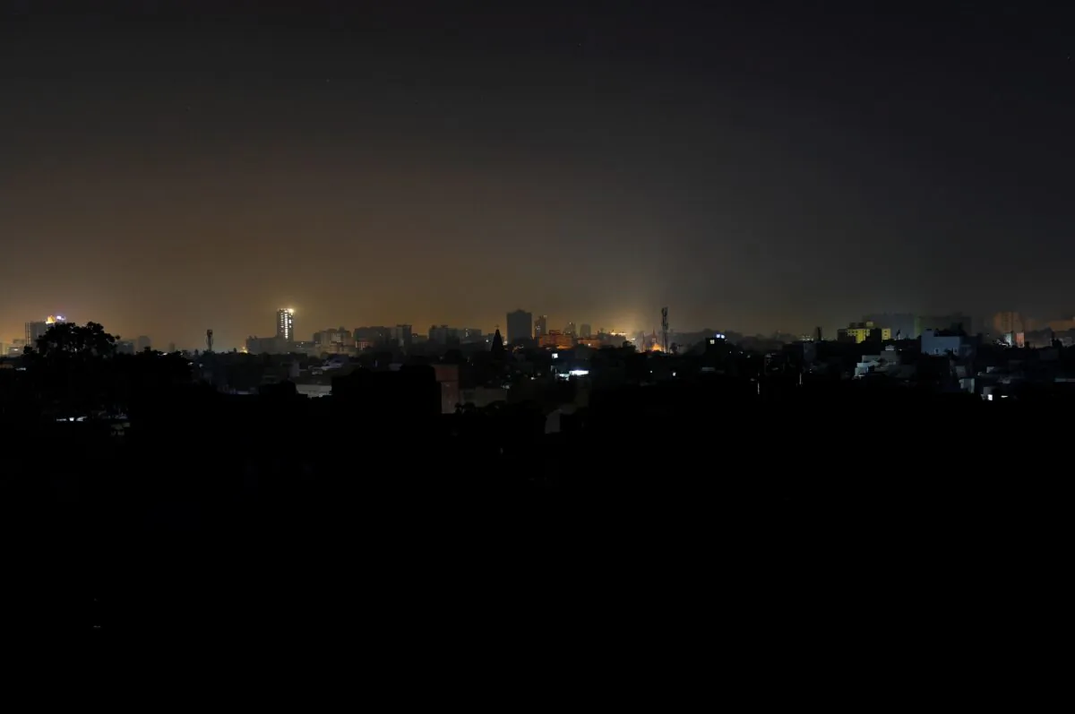 A general view of a residential area is seen during a power breakdown in Karachi, Pakistan, on Jan. 10, 2021. (Akhtar Soomro/Reuters)