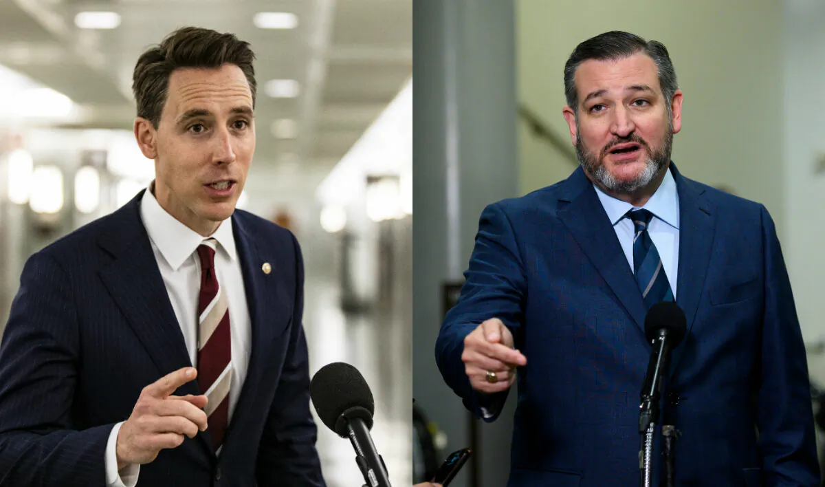 Sens. Josh Hawley (R-Mo.) and Ted Cruz (R-Texas) in file photographs. (Getty Images)