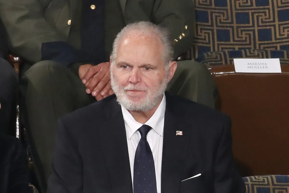 Radio personality Rush Limbaugh attended the State of the Union address in the chamber of the House of Representatives in Washington on Feb. 4, 2020. (Drew Angerer/Getty Images)