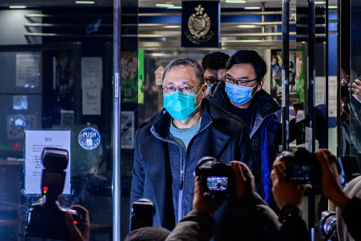 Hong Kong law professor and pro-democracy activist Benny Tai outside Ma On Shan Police station following his release on bail in Hong Kong on Jan. 7, 2021. (Anthony Wallace/AFP via Getty Images)