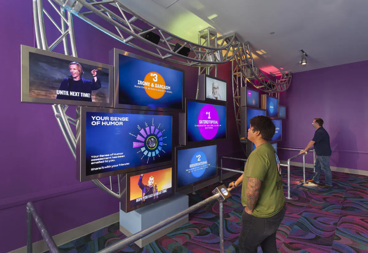 Visitors to the National Comedy Center in Jamestown, N.Y., determine their comedy preferences. (Courtesy of the National Comedy Center)