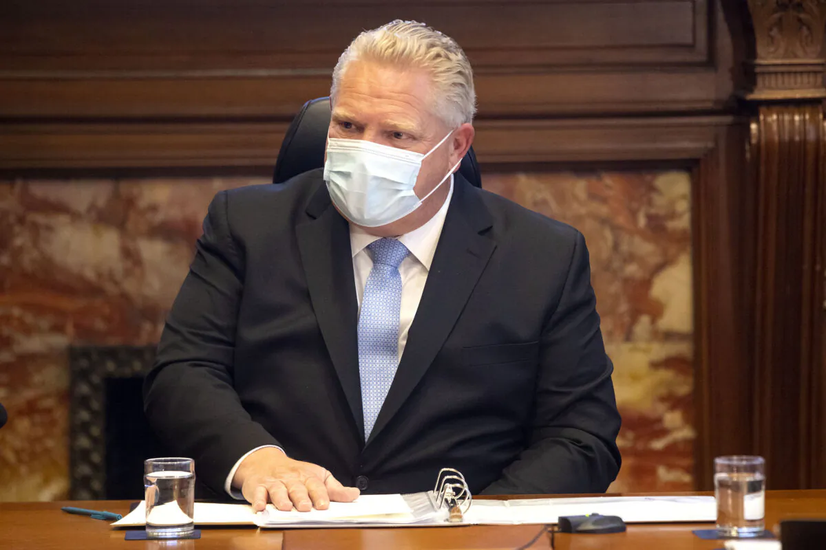 Ontario Premier Doug Ford at a COVID-19 Vaccine Distribution Task Force meeting at Queen's Park in Toronto on Dec. 4, 2020.  (The Canadian Press/Chris Young)