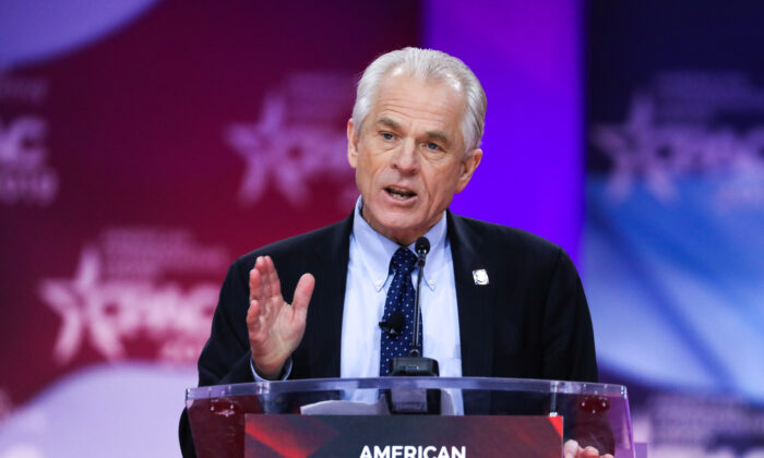 Peter Navarro, director of the White House National Trade Council, at the CPAC convention in National Harbor, Md., on March 1, 2019. (Samira Bouaou/The Epoch Times)