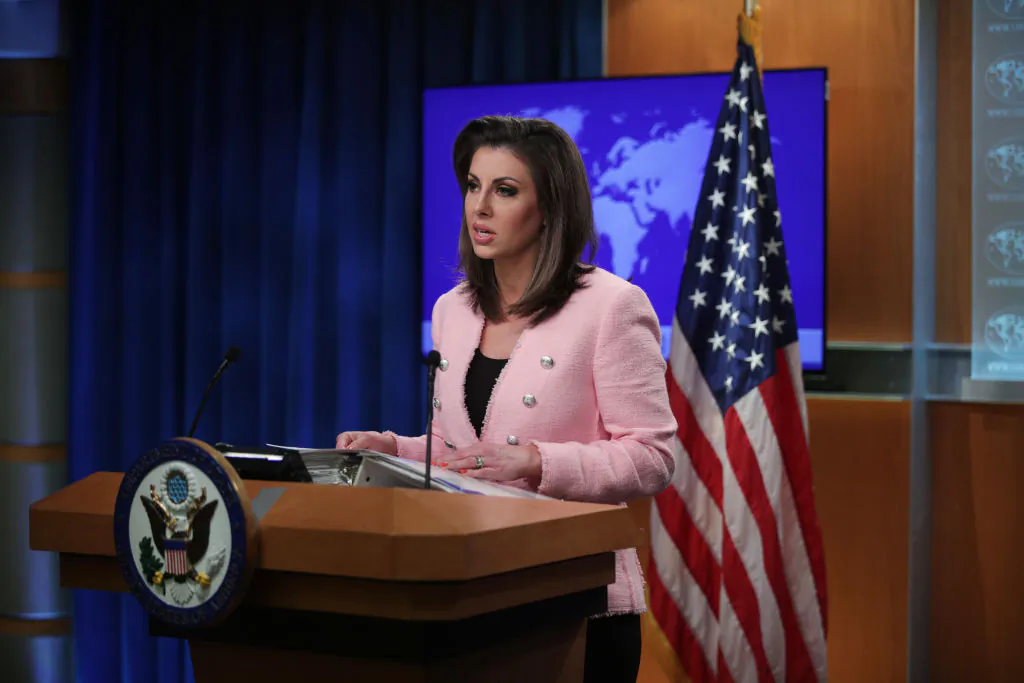 U.S. State Department spokesperson Morgan Ortagus speaks during a media briefing at the State Department in Washington on June 10, 2019. (Alex Wong/Getty Images)