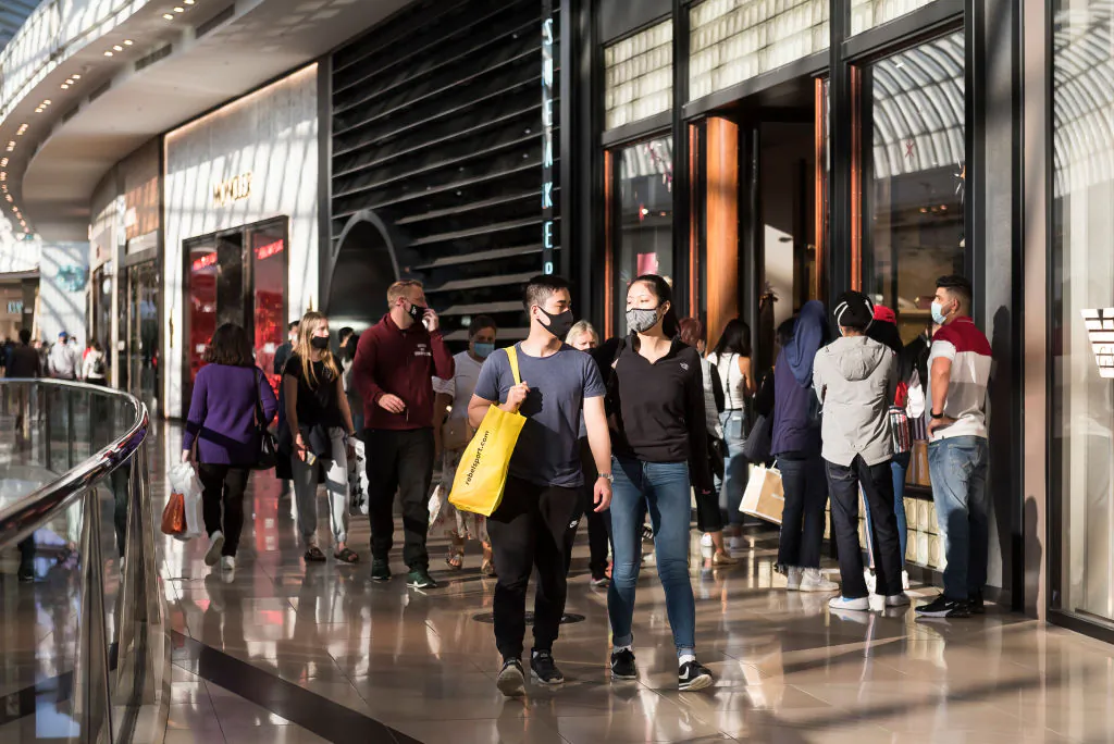 People at Chadstone the Fashion Capital on December 26, 2020 in Melbourne, Australia.  (Naomi Rahim/Getty Images)
