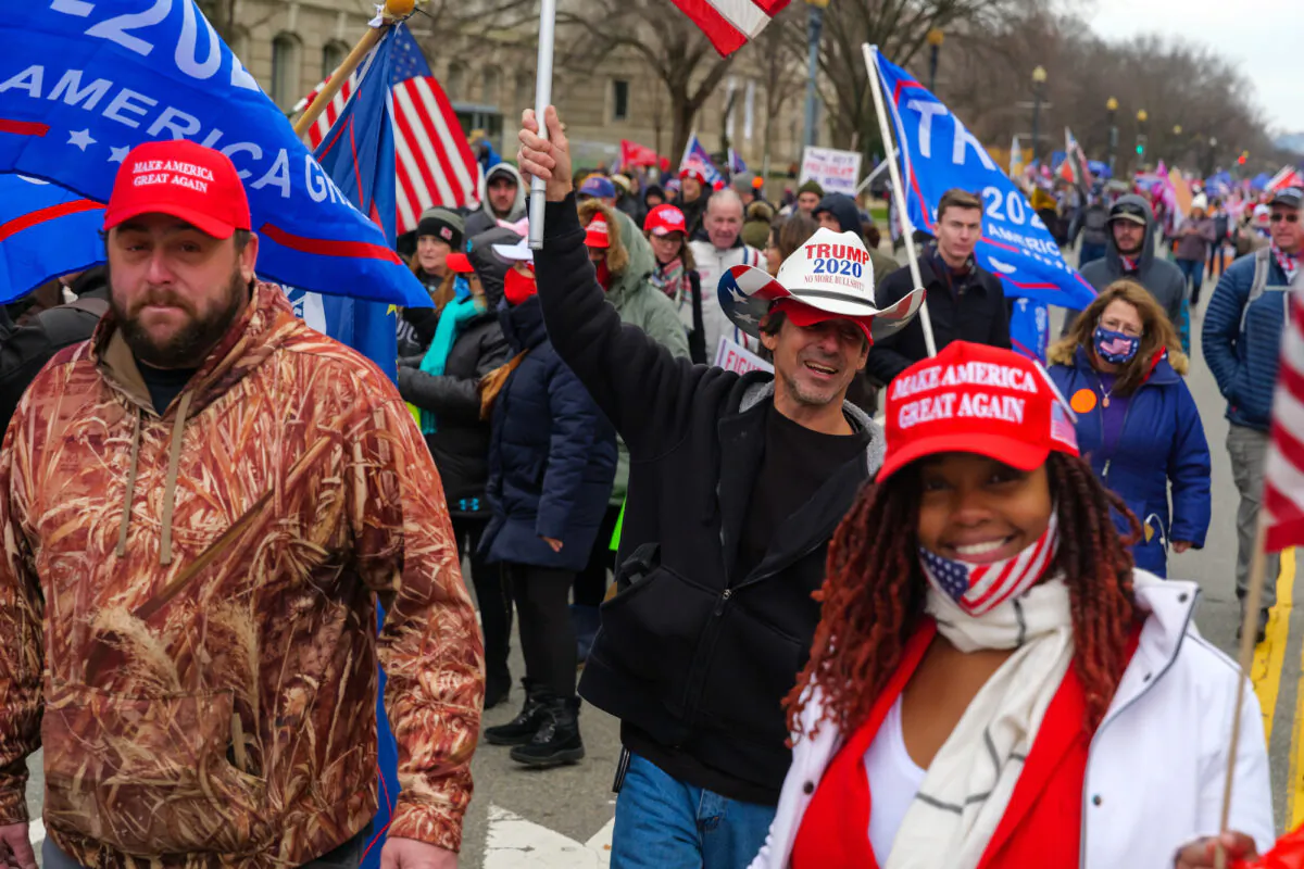 Pro-Trump supporters march in Washington on Jan. 6, 2021. (Mark Zou/The Epoch Times)
