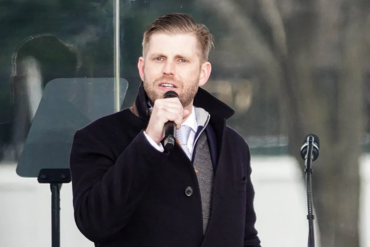 Eric Trump at the Stop the Steal rally in Washington on Jan. 6, 2021. (Jenny Jing/The Epoch Times)