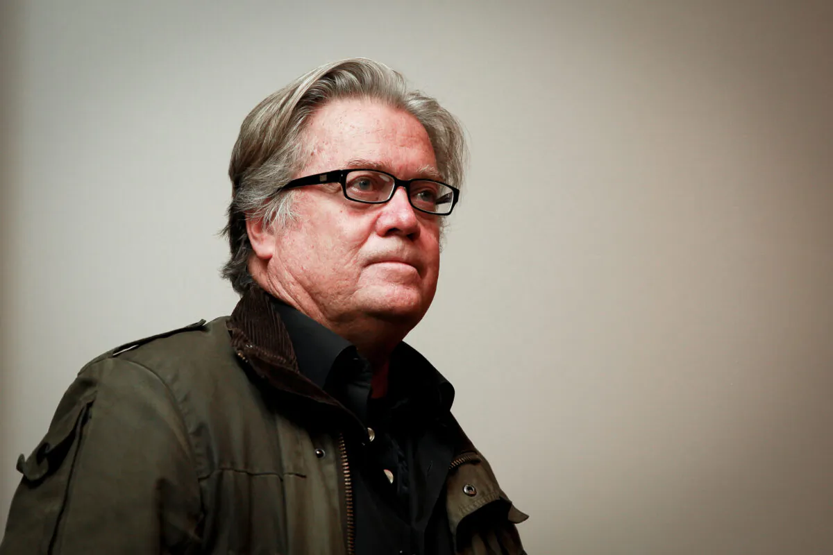 Steve Bannon, former White House chief strategist, in New York City on Oct. 18, 2019. (Samira Bouaou/The Epoch Times)