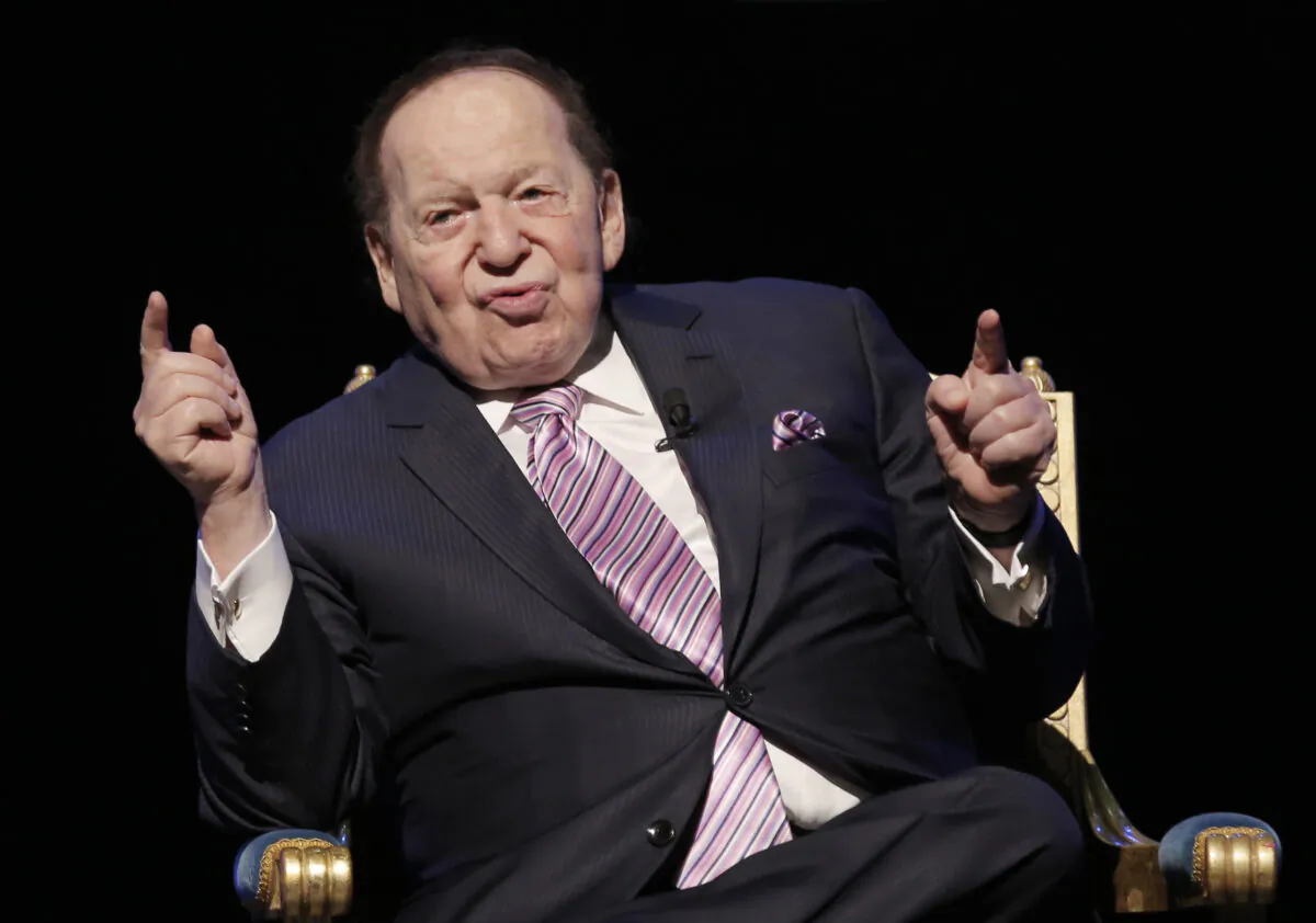 U.S. billionaire Sheldon Adelson speaks during a news conference in Macau on Sept. 13, 2016. (Kin Cheung/AP Photo)