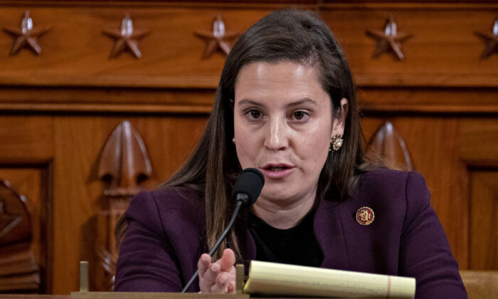 Rep. Elise Stefanik (R-N.Y.) questions witnesses during a House Intelligence Committee impeachment inquiry hearing on Capitol Hill in Washington on Nov. 21, 2019. (Andrew Harrer/Getty Images)