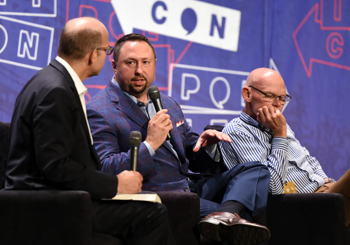 Jason Miller (C) at the 'Deconstructing: How Trump Won' panel during Politicon at Pasadena Convention Center in Pasadena, Calif., on July 30, 2017. (Joshua Blanchard/Getty Images  for Politicon)