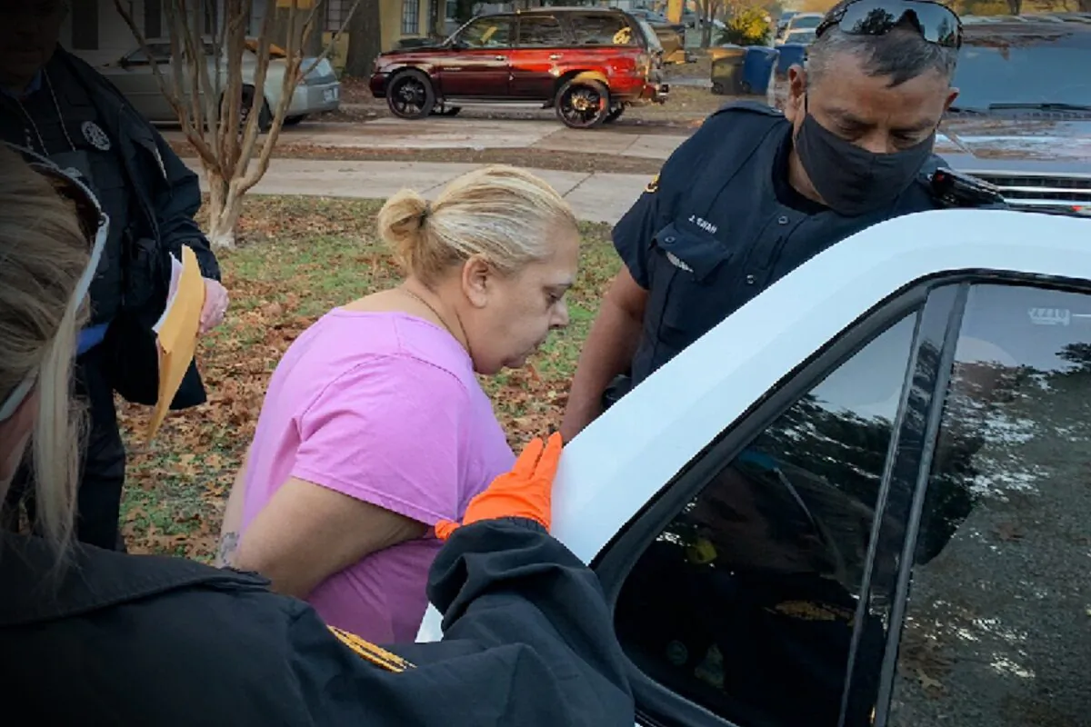 Rachel Rodriguez is arrested in an undated photograph released Jan. 13, 2021. (Texas Attorney General's Office)