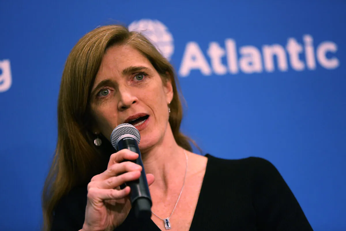 Then-U.S. Permanent Representative to the United Nations Samantha Power speaks in Washington on Jan. 17, 2017. (Joe Raedle/Getty Images)