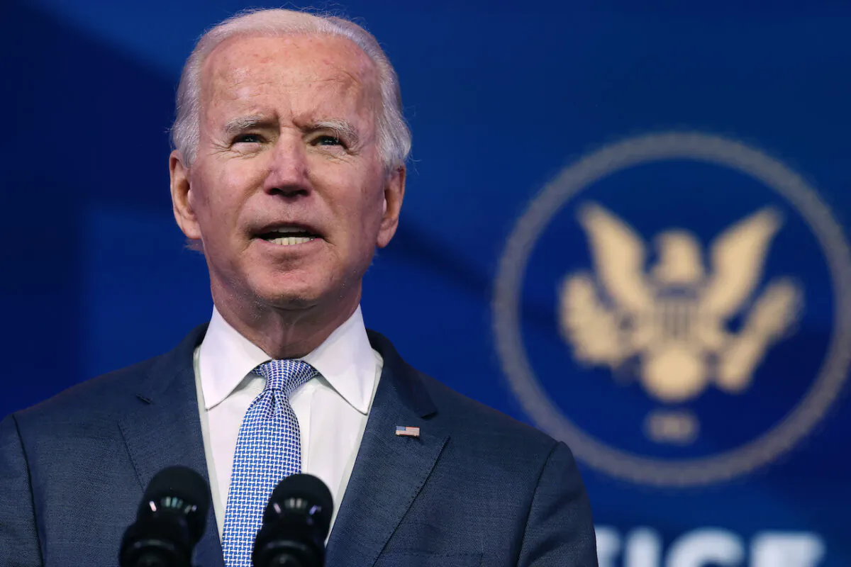 President-elect Joe Biden delivers remarks at The Queen theater in Wilmington, Del., on Jan. 6, 2021. (Chip Somodevilla/Getty Images)