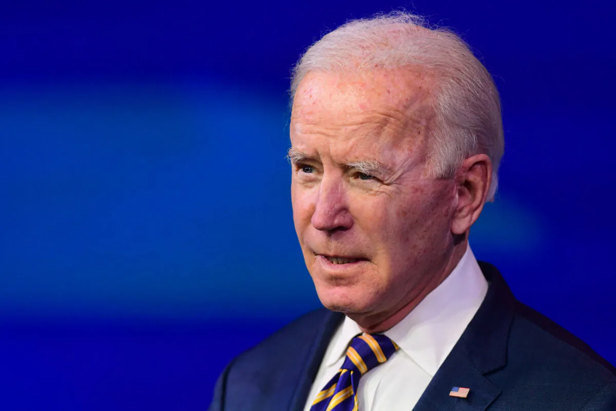 President-elect Joe Biden delivers remarks on the CCP virus pandemic at the Queen Theater in Wilmington, Del., on Dec. 29, 2020. (Mark Makela/Getty Images)