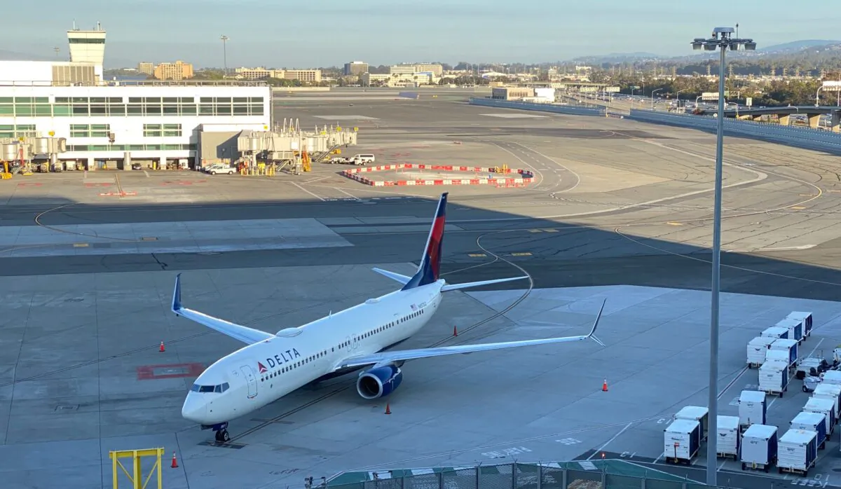 A Boeing 737 of Delta Airlines is parked at San Francisco International Airport on Aug. 2, 2020. (Daniel Slim/AFP via Getty Images)
