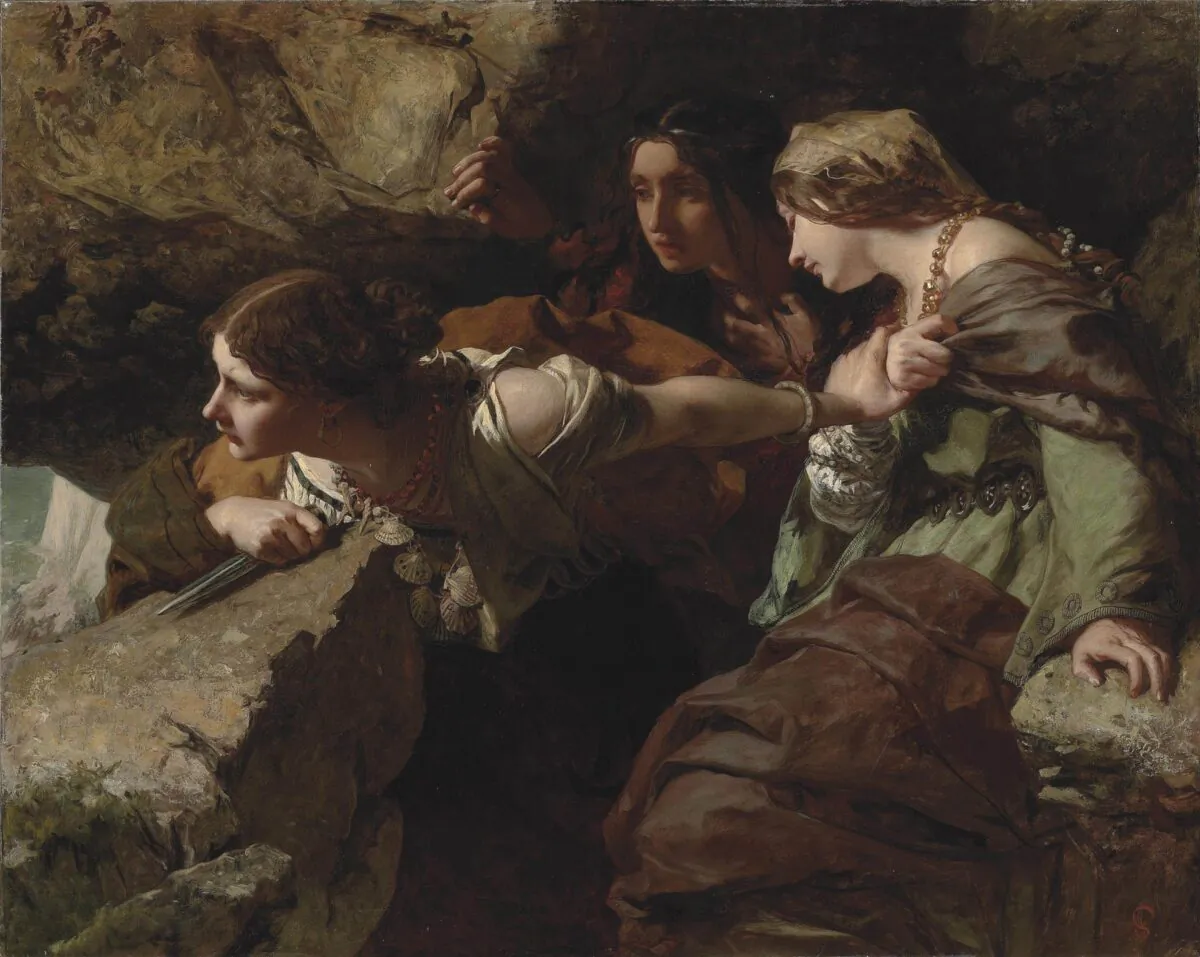 “Courage, Anxiety, and Despair: Watching the Battle,” 1850, by James Sant. Oil on canvas; 47.9 inches by 60 inches. (Public Domain)