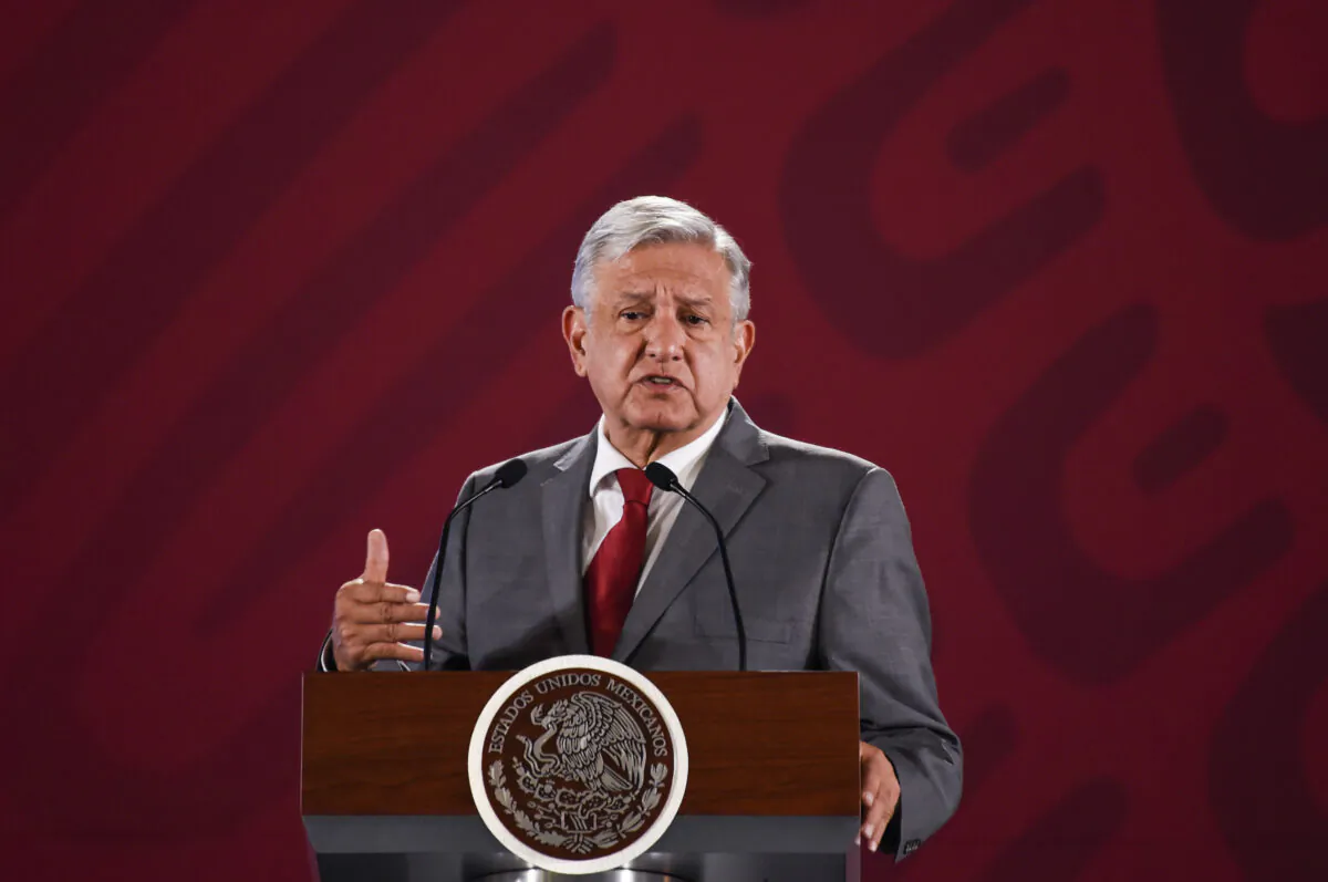 Mexican President Andrés Manuel López Obrador speaks during his morning press conference at the National Palace in Mexico City, Mexico, on May 31, 2019. (Alfredo Estrella/AFP via Getty Images)