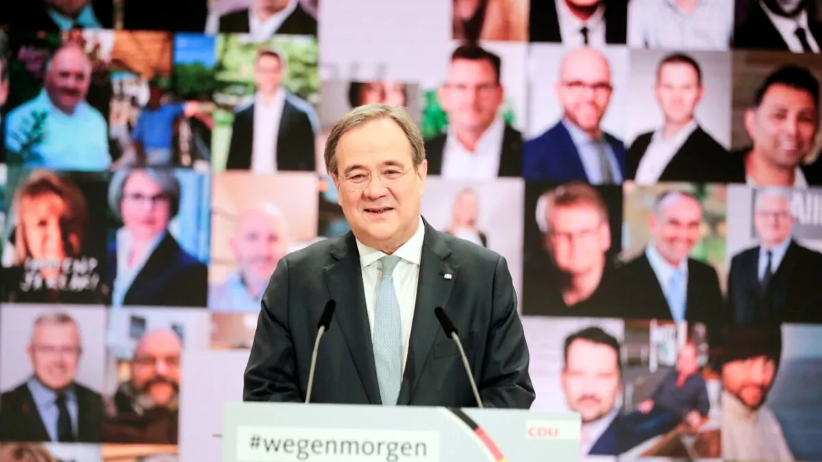 The new elected Christian Democratic Union (CDU) party leader Armin Laschet speaks after being elected at the party's 33rd congress, held online because of the COVID-19 pandemic, in Berlin, Germany, Jan. 16, 2021. (Hannibal Hanschke/Reuters)