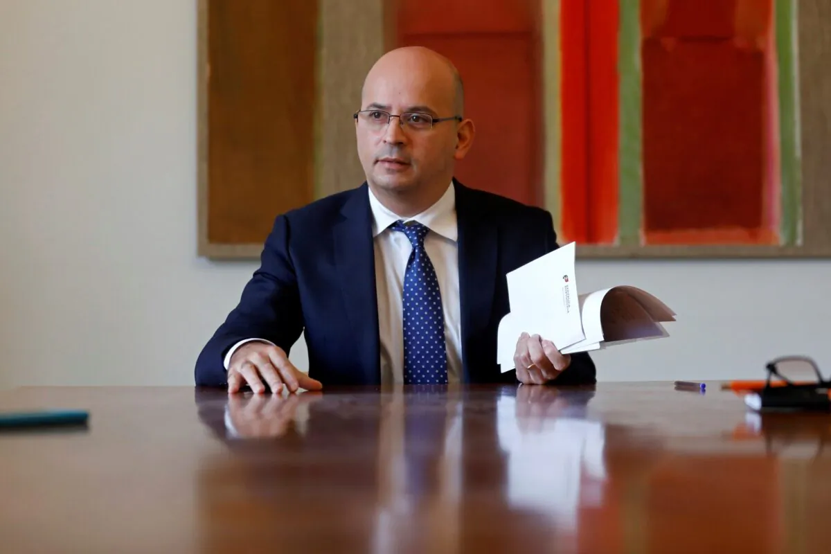 Portugal's Finance Minister Joao Leao speaks during an interview with Reuters in Lisbon, Portugal, Jan. 6, 2021. (Pedro Nunes/Reuters)