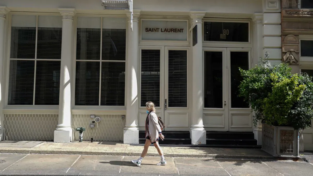 A Saint Laurent store in SoHo is closed, as retail sales suffer record drop during the outbreak of the coronavirus disease (COVID-19) in New York City, N.Y., on April 15, 2020. (Bryan R. Smith/Reuters)