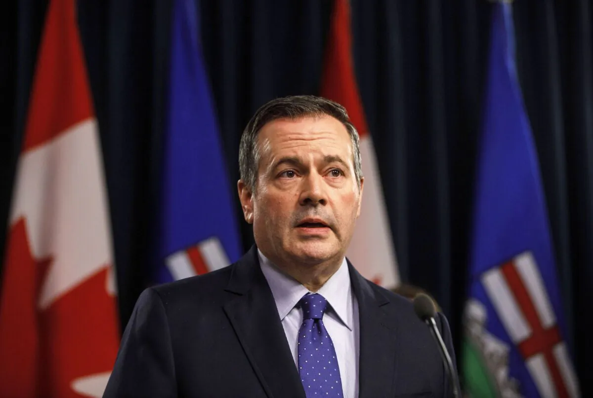 Alberta Premier Jason Kenney speaks at a press conference in Edmonton, Alberta, Canada, on March 20, 2020. (The Canadian Press/Jason Franson)