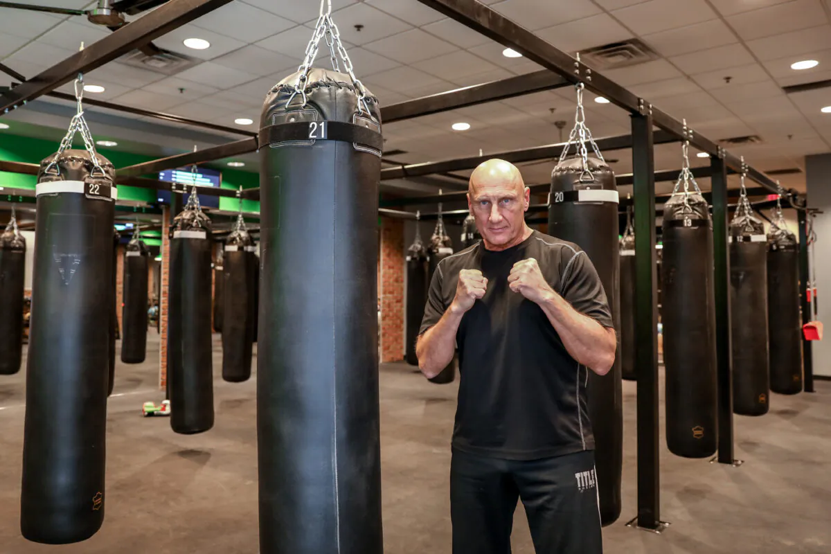 Mark Royce, owner of STRIKE Fitness boxing club in Rogers, Minn., on Dec. 30, 2020. (Charlotte Cuthbertson/The Epoch Times)