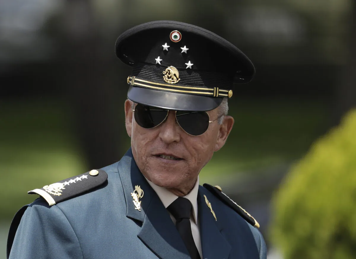 Secretary of Defense Salvador Cienfuegos Zepeda arrives for a review of the troops that will participate in the Independence Day parade, in Mexico City, on Sept. 14, 2016. (Rebecca Blackwell/AP Photo)