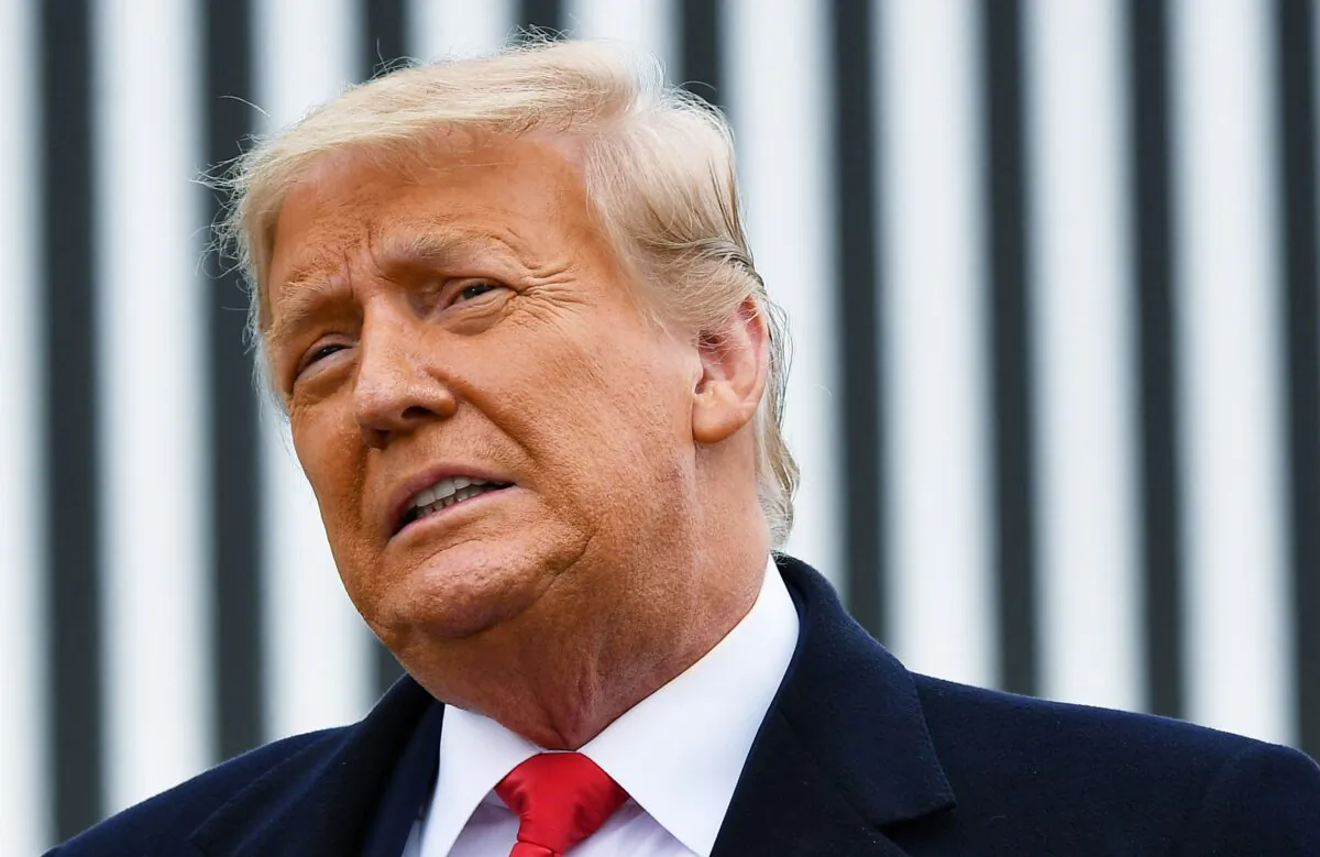 Then-President Donald Trump speaks following the completion of a section of the border wall in Alamo, Texas, on Jan. 12, 2021. (Mandel Ngan/AFP via Getty Images)