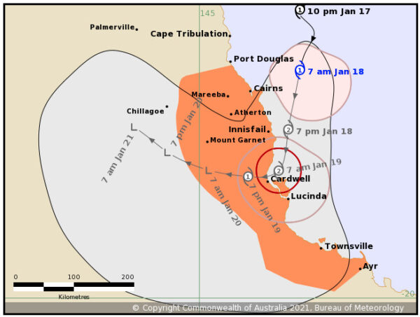 Issued at 7:57 am AEST Monday 18 January 2021. Refer to Tropical Cyclone Advice Number 8.
