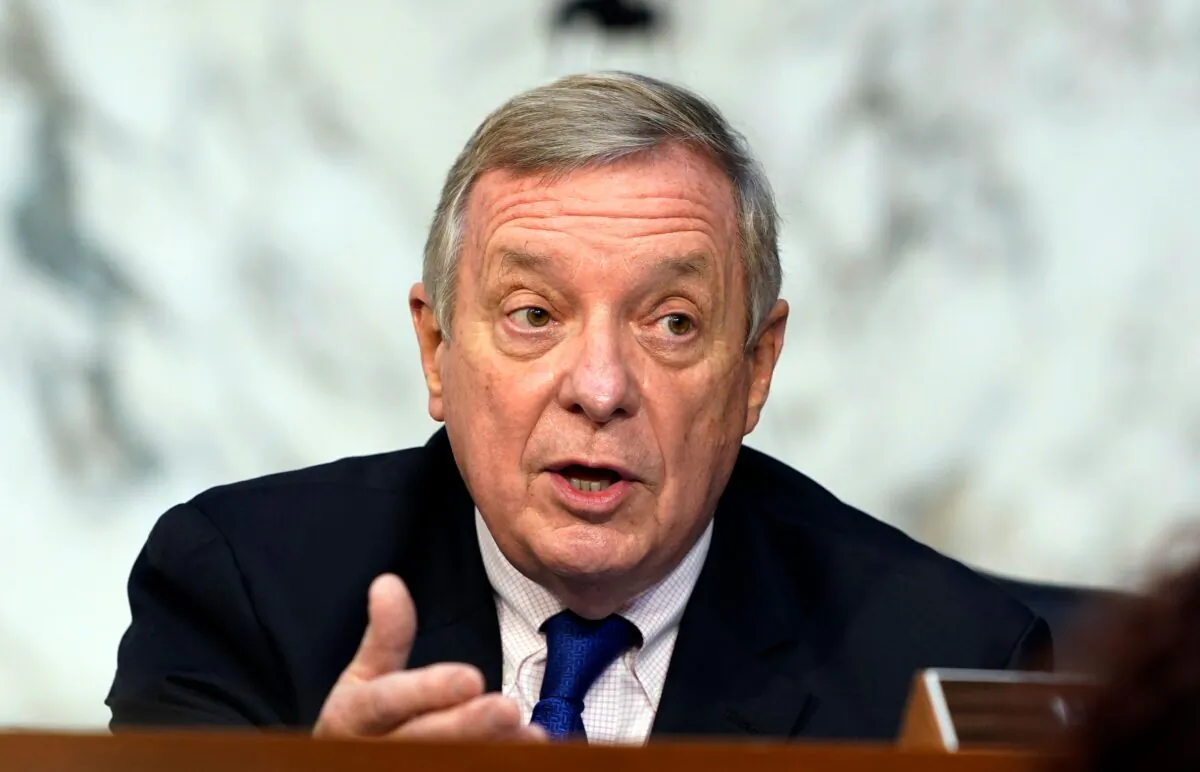 Sen. Dick Durbin (D-Ill.) speaks in Washington on Oct. 15, 2020. (Susan Walsh/Pool/AFP via Getty Images)