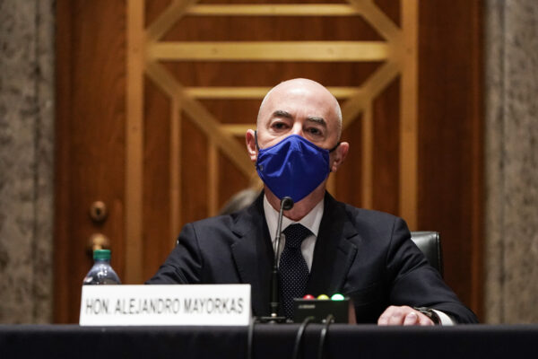 Alejandro Mayorkas, nominee for Secretary of Homeland Security, testifies during a Senate Homeland Security and Governmental Affairs confirmation hearing on Capitol Hill in Washington on Jan. 19, 2021. (Joshua Roberts-Pool/Getty Images)