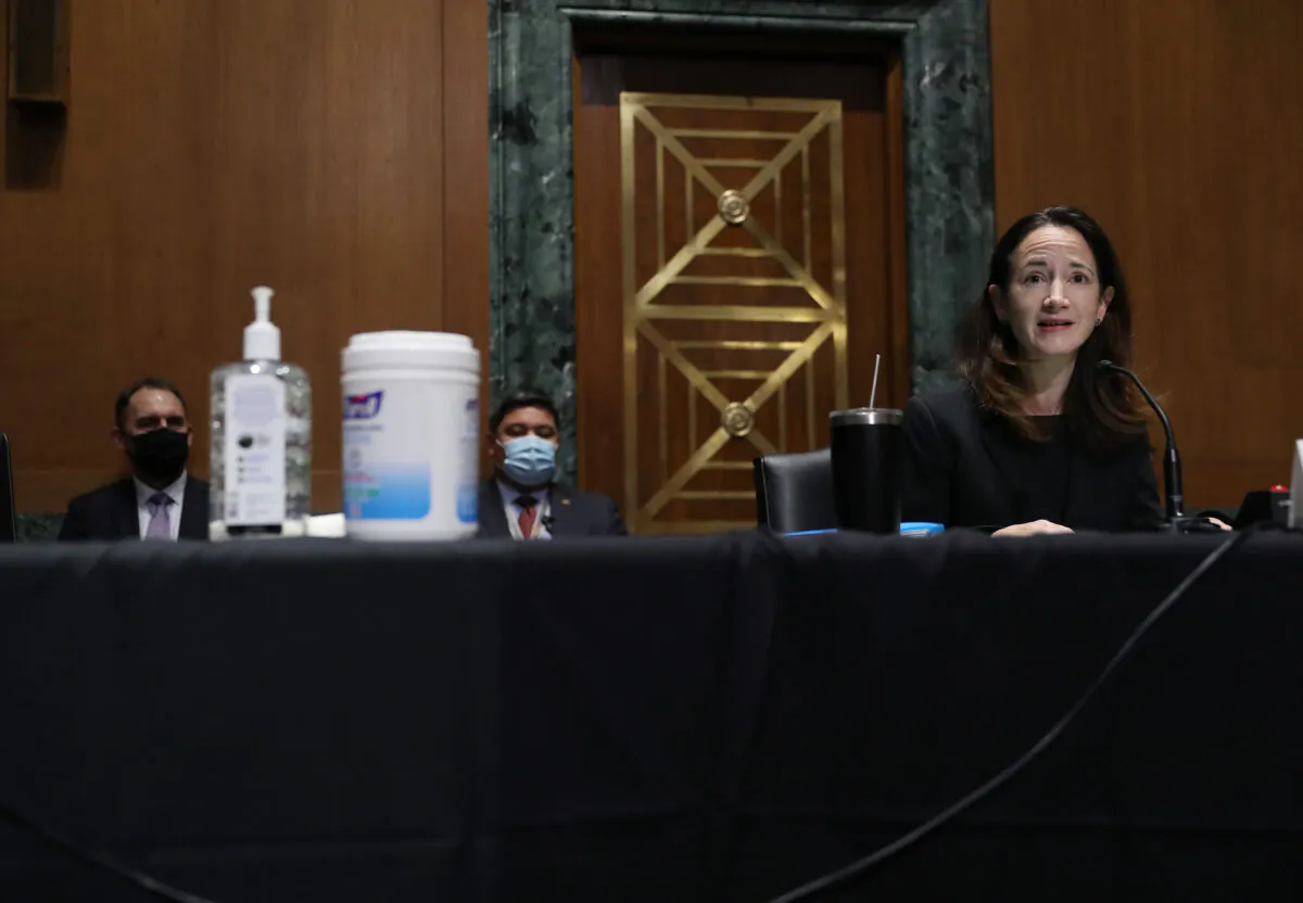 Avril Haines speaks during her confirmation hearing before the Senate Intelligence Committee to be President-elect Joe Biden’s national intelligence director, in Washington, on Jan. 19, 2021. (Joe Raedle/Getty Images)