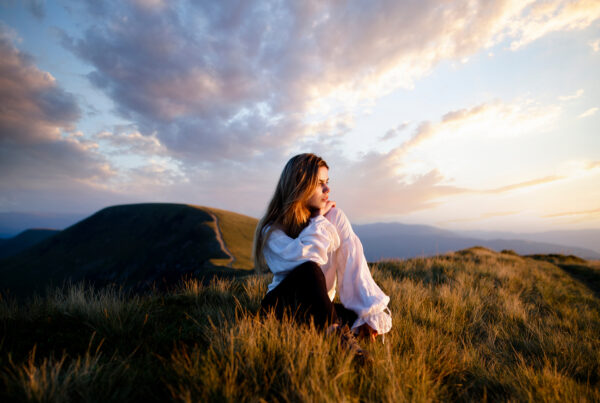 woman sitting outside