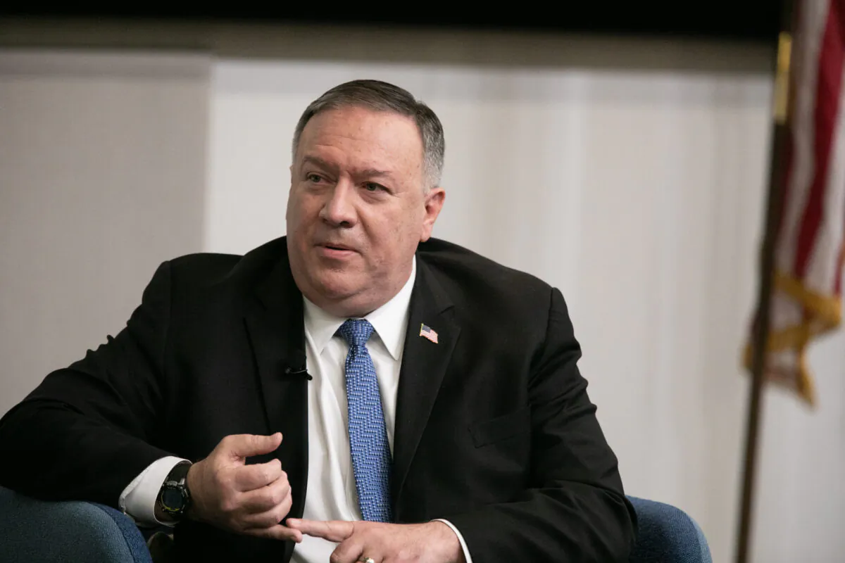 Then-Secretary of State Mike Pompeo answers questions after giving on China foreign policy at Georgia Tech in Atlanta, on Dec. 9, 2020. (Jessica McGowan/Getty Images)