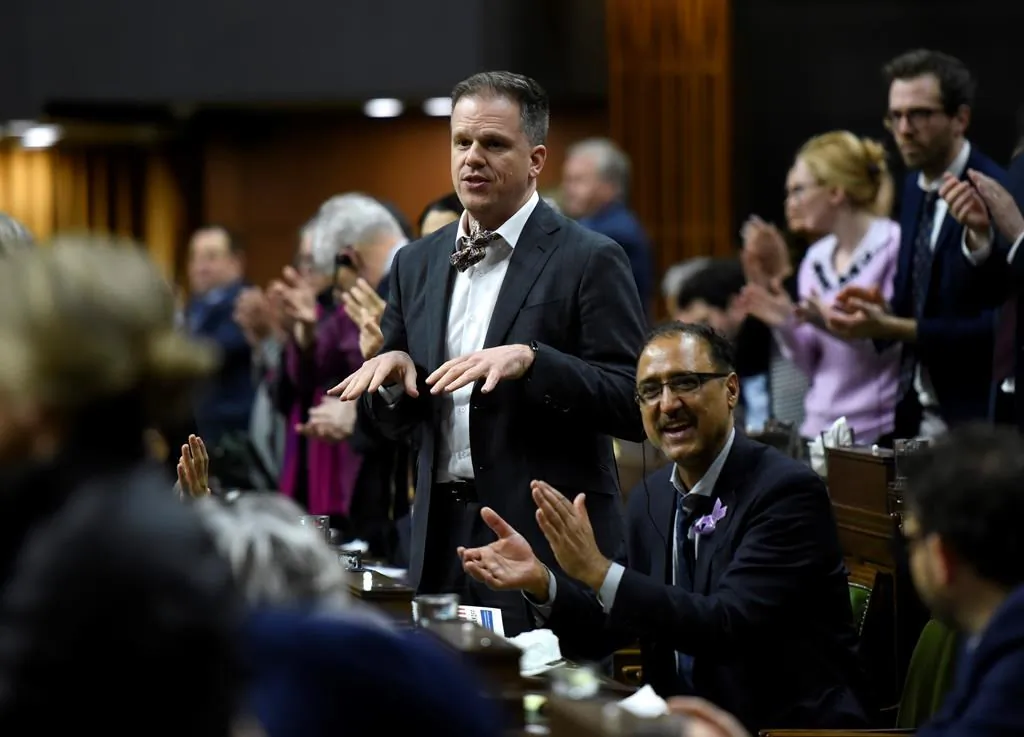 Government Whip Mark Holland rises at the end of a 30-hour marathon voting session in the House of Commons on March 22, 2019. (Justin Tang/The Canadian Press)