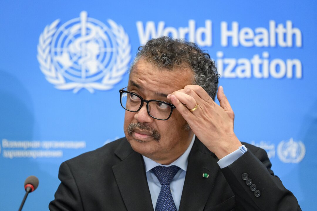 World Health Organization (WHO) Director-General Tedros Adhanom Ghebreyesus gives a press conference at Geneva's WHO headquarters on Feb. 24, 2020. (Fabrice Coffrini/AFP via Getty Images)