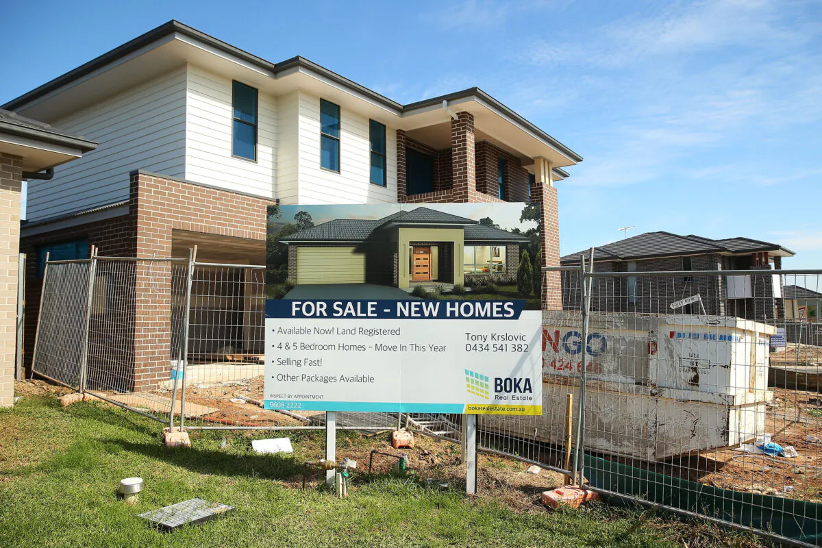 A for sale sign is displayed outside a home in Sydney, Australia, on April 28, 2016. (Brendon Thorne/Getty Images)