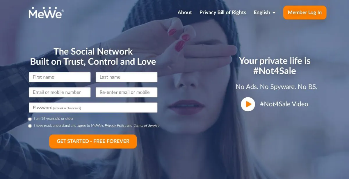MeWe's landing page. (Mewe.com screenshot)