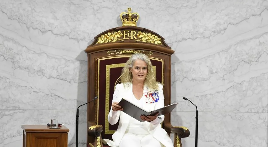 Gov. Gen. Julie Payette delivers the throne speech in the Senate chamber in Ottawa on Sept. 23, 2020. Adrian Wyld/The Canadian Press)
