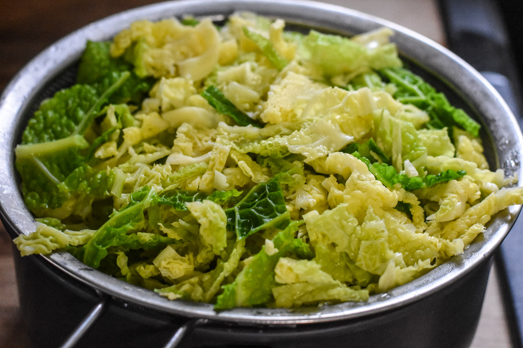 Garbure Soup - blanch the cabbage
