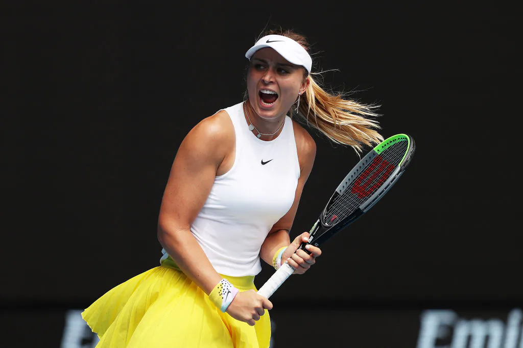Paula Badosa of Spain celebrates after winning a point during her Women's Singles second round match against Petra Kvitova of Czech Republic on day three of the 2020 Australian Open at Melbourne Park on January 22, 2020 in Melbourne, Australia. (Clive Brunskill/Getty Images)