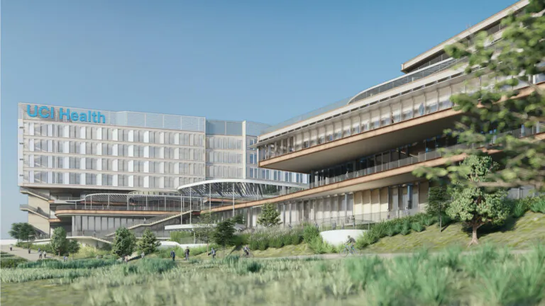 A rendering of UCI Medical Center Irvine-Newport, a full-service academic health complex, was released Jan. 21, 2020. (Courtesy of University of California—Irvine)