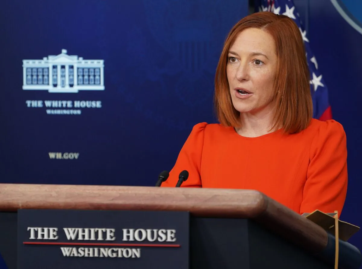 White House Press Secretary Jen Psaki speaks during the daily briefing in the Brady Briefing Room of the White House in Washington on Jan. 21, 2021. (MANDEL NGAN/AFP via Getty Images)