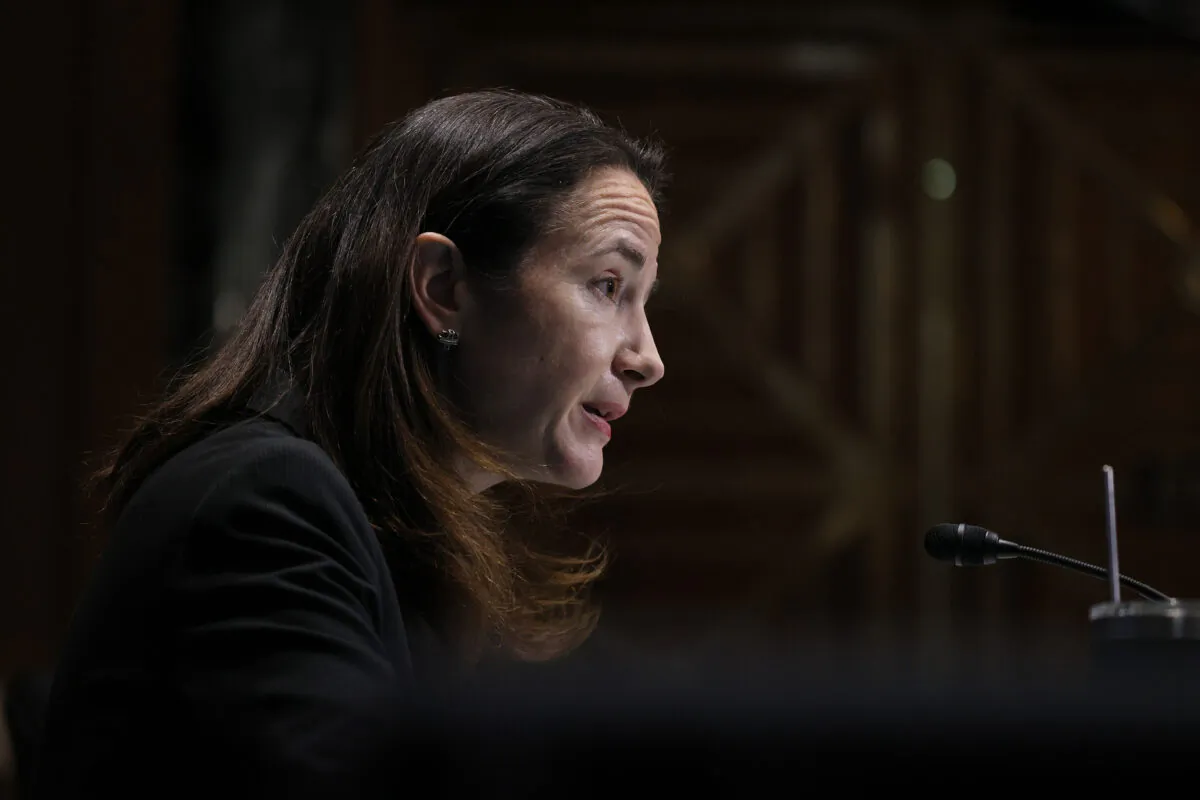 Avril Haines speaks during her confirmation hearing before the Senate Intelligence Committee in Washington on Jan. 19, 2021. (Joe Raedle/Getty Images)
