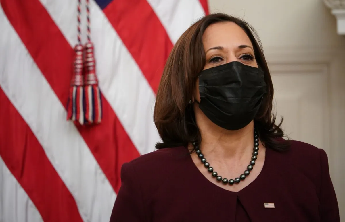 Vice President Kamala Harris looks on during an event in the White House in Washington on Jan. 21, 2021. (Mandel Ngan/AFP via Getty Images)