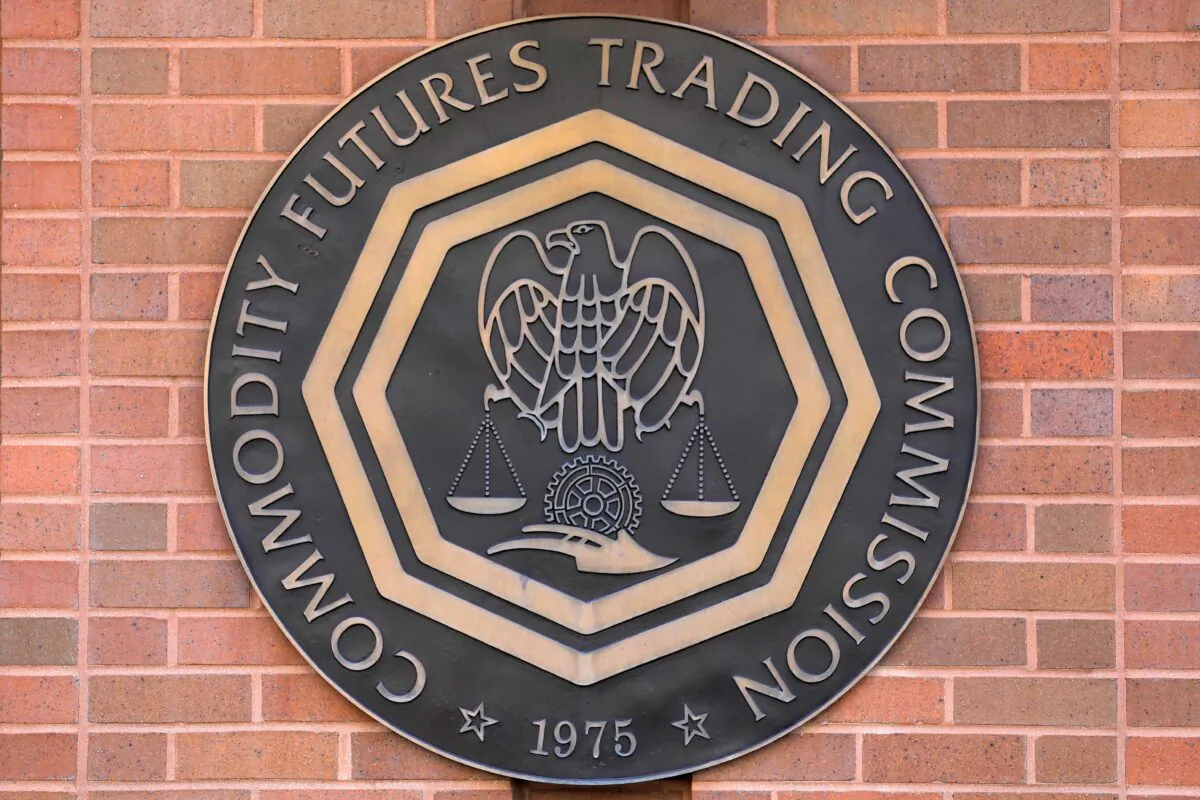 Signage is seen outside of the U.S. Commodity Futures Trading Commission (CFTC) in Washington, on Aug. 30, 2020. (Andrew Kelly/Reuters)