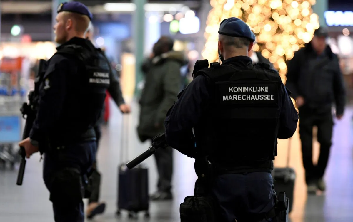 Dutch police patrol at Amsterdam's Schiphol airport, on Nov. 6, 2019. (Piroschka van de Wouw/Reuters)