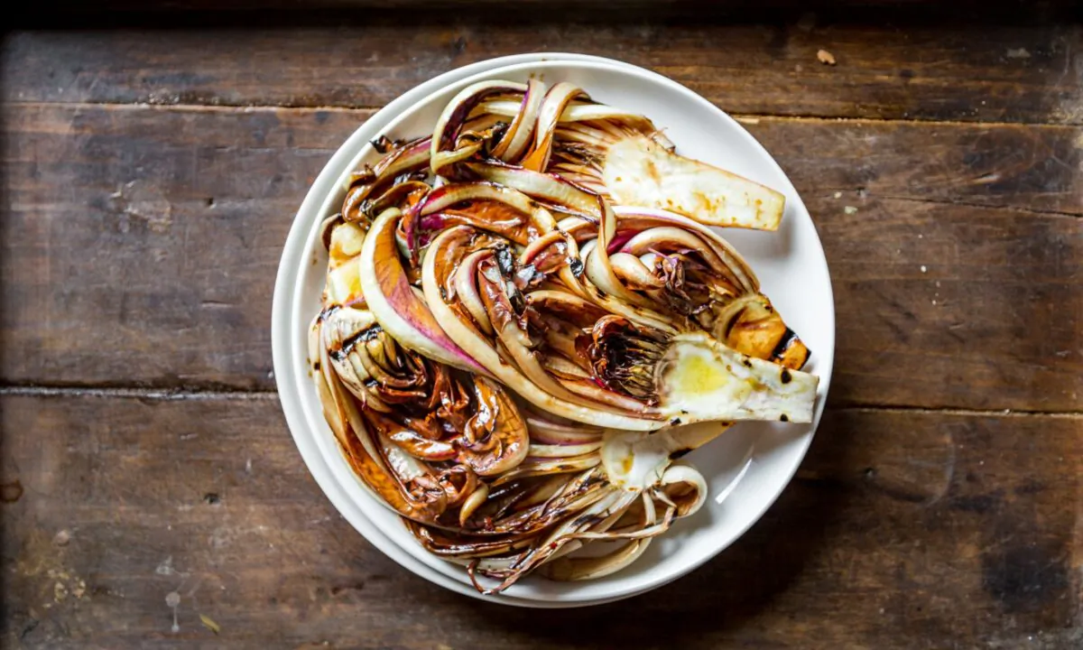 Grilling radicchio turns the crisp, bitter leaves meaty and smoky. (Giulia Scarpaleggia)